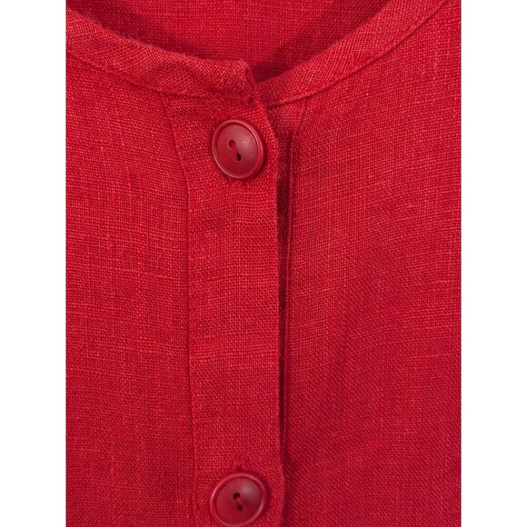 Vintage Flax 100% Linen Shacket Shirt Jacket Red Oversized Lagenlook Lagom Sz L - Picture 3 of 7